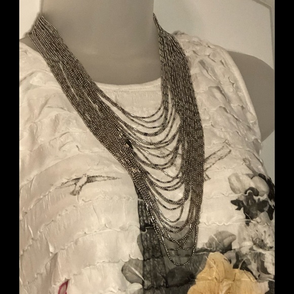 NWT Multi-Row Italian Waterfall Necklace in Silvertone. - Picture 8 of 16